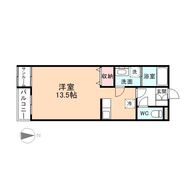 PLAZA新園町(ワンルーム/1階)の間取り写真