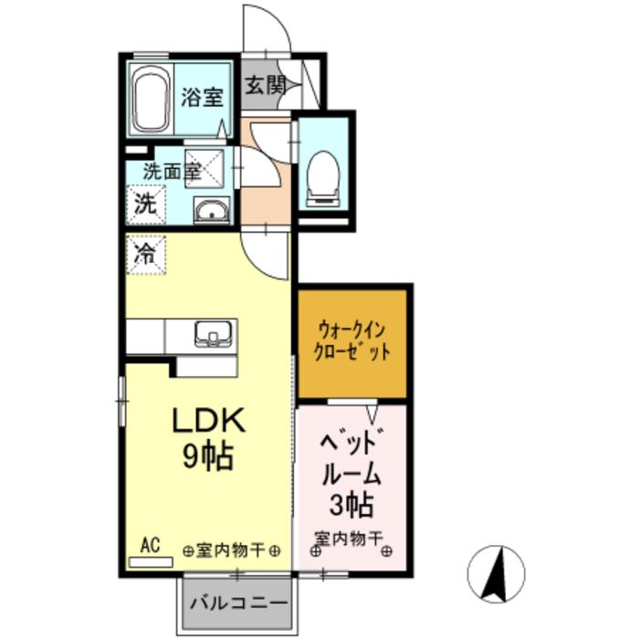 D-ROOM北の森(1LDK/1階)の間取り写真