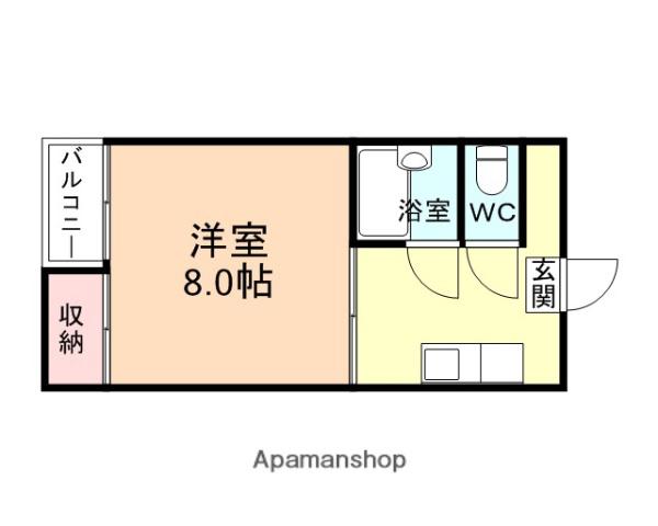 富山地鉄富山市内線 富山駅駅 徒歩28分 3階建 築31年(1K/3階)の間取り写真