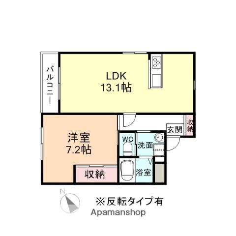 フェリオ五福(1LDK/1階)の間取り写真
