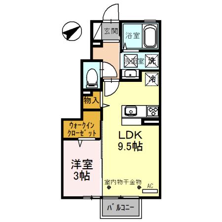 D-ROOM千原崎(1LDK/1階)の間取り写真