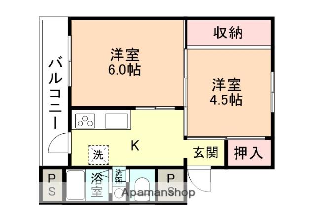 サクラハウス桜谷(2K/2階)の間取り写真