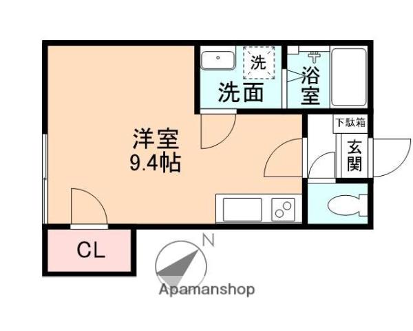 レージュ(ワンルーム/2階)の間取り写真