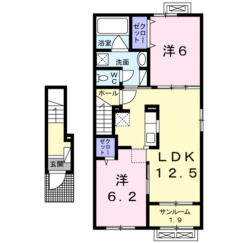 アルカンシエル(2LDK/2階)の間取り写真