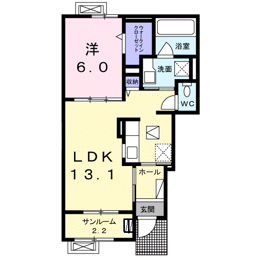 グリッツェンⅠ(1LDK/1階)の間取り写真