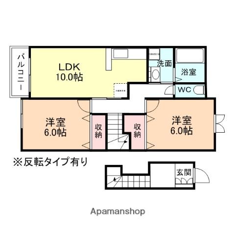 メゾン・ファミーユⅡ B棟(2LDK/2階)の間取り写真