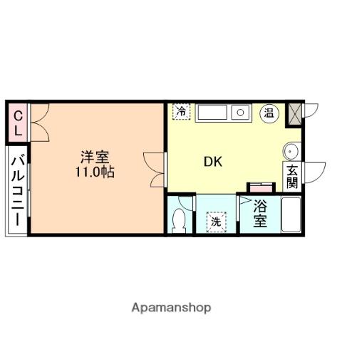 コーポ茜A(1DK/2階)の間取り写真