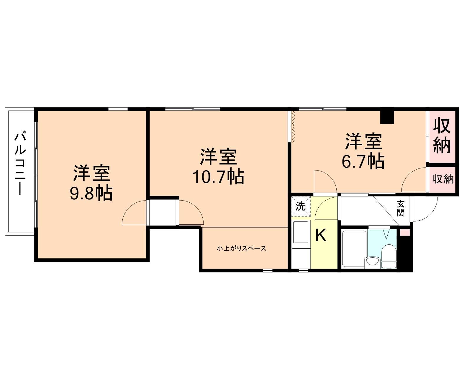 ハートイン布瀬(3K/3階)の間取り写真