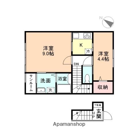 ラ シャンス桜谷(2K/2階)の間取り写真