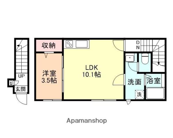 COURAGE(1LDK/2階)の間取り写真