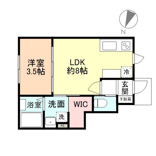 DIECI A棟(1LDK/1階)の間取り写真