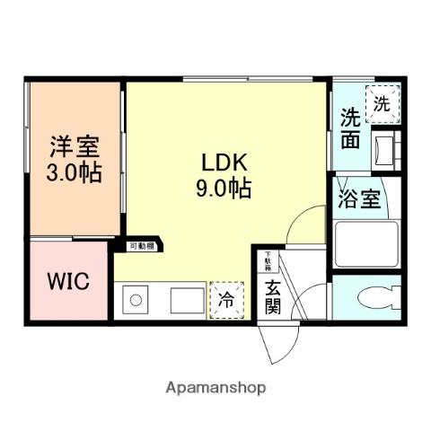 INTEGRAL寺町(1LDK/1階)の間取り写真