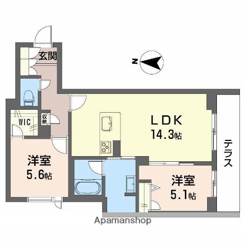 ソサイティ掛尾(2LDK/1階)の間取り写真
