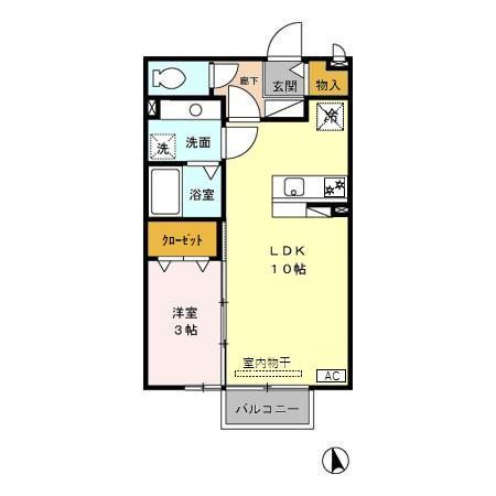 ルシエル(1LDK/2階)の間取り写真