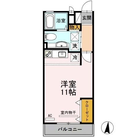 グランドスワード寺町(ワンルーム/1階)の間取り写真