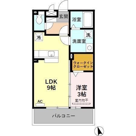 フェリスさくら(1LDK/3階)の間取り写真