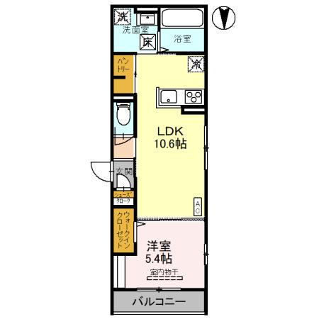 D-GRANDE布瀬(1LDK/1階)の間取り写真