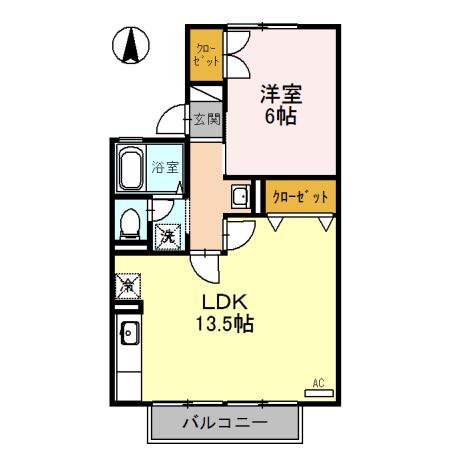 セジュール経堂A棟(1LDK/2階)の間取り写真