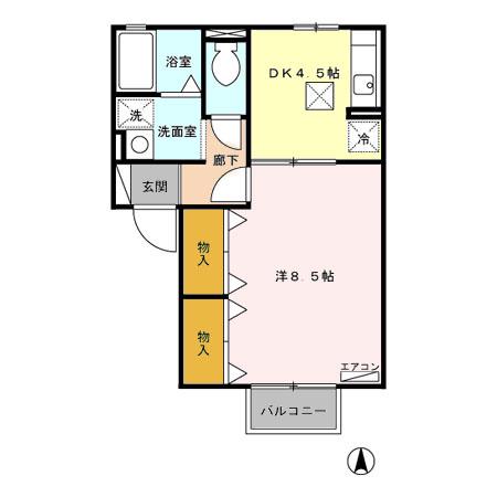 セジュール天正寺 B(1DK/1階)の間取り写真