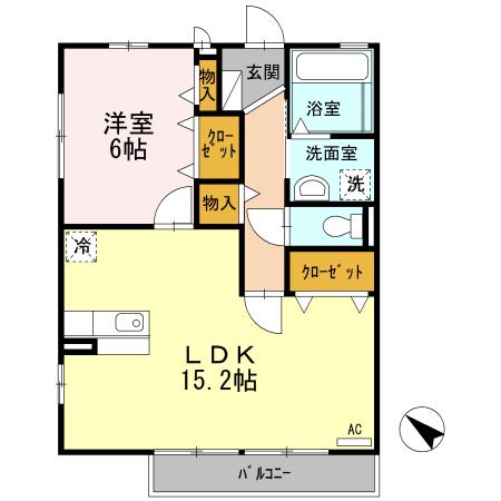 ボン ヴィラージュ(1LDK/1階)の間取り写真