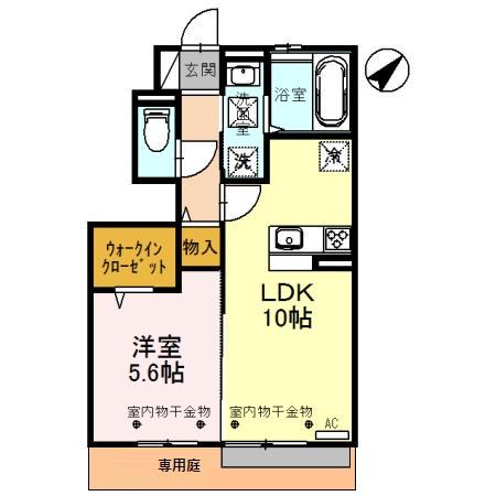 グラン ストリーツC(1LDK/1階)の間取り写真