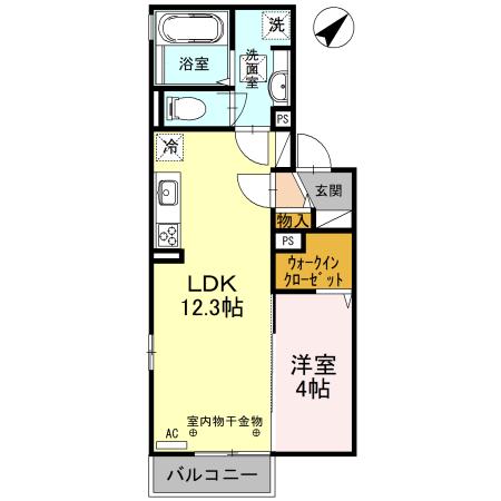 アネーロ(1LDK/1階)の間取り写真