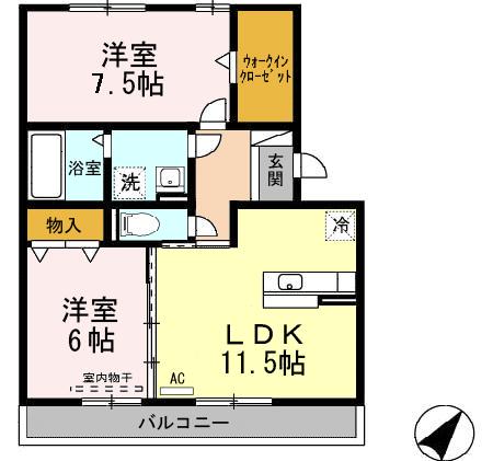 リビングタウン堀川町A棟(2LDK/3階)の間取り写真