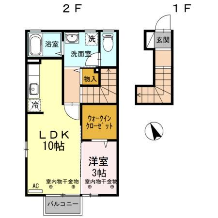 D-ROOMフレンド(1LDK/2階)の間取り写真