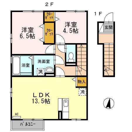 D-ROOM大泉東町(2LDK/2階)の間取り写真