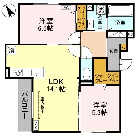 D-GRANDE下新(2LDK/2階)の間取り写真