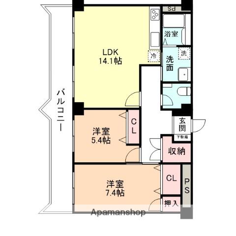 センチュリー山室(2LDK/2階)の間取り写真