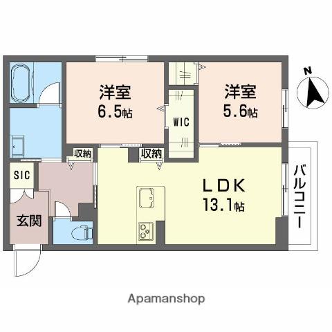 シャーメゾンMⅡ(2LDK/2階)の間取り写真