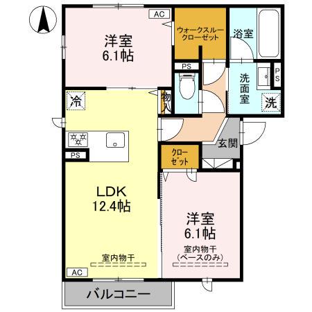 LE・BOIS(2LDK/2階)の間取り写真