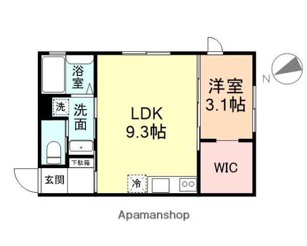 CHATONⅢ(1LDK/2階)の間取り写真