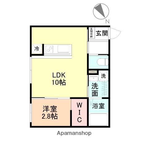 TRINITY(1LDK/1階)の間取り写真