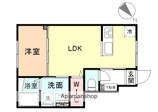 EDGEMOMENT下堀 B棟(1LDK/1階)の間取り写真