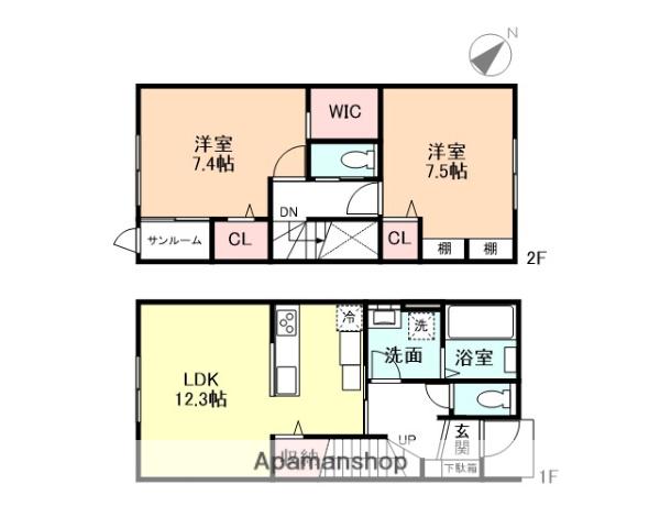 ソシアペンタスⅡ(2LDK/1階)の間取り写真