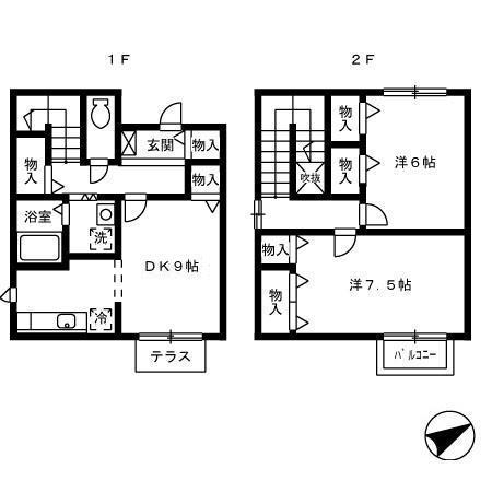 グリーンリーブス綾田　Ｂ(2DK)の間取り写真