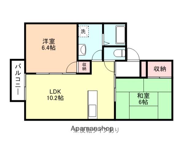 八尾コーポ(2LDK/2階)の間取り写真
