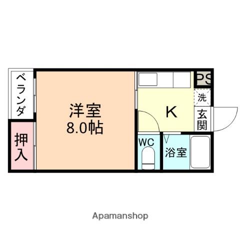 あいの風とやま鉄道 呉羽駅 徒歩15分 2階建 築31年(1DK/2階)の間取り写真