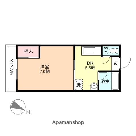 パンプキン(1DK/2階)の間取り写真