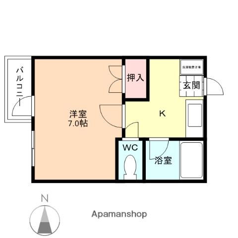 メゾン・ドゥ・リエス(1DK/2階)の間取り写真