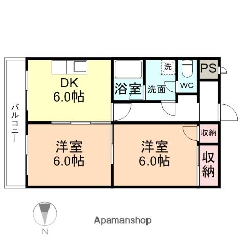 メゾン・ドゥ・ヴァン上赤江(2DK/1階)の間取り写真