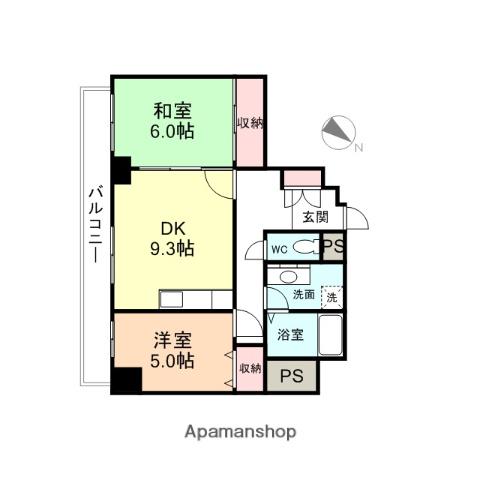 ティ・ビレッジ(2DK/6階)の間取り写真