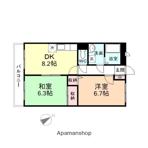 シスコインとなみ(2DK/2階)の間取り写真