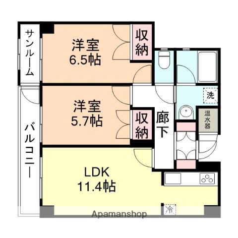 グレインハウス(2LDK/2階)の間取り写真
