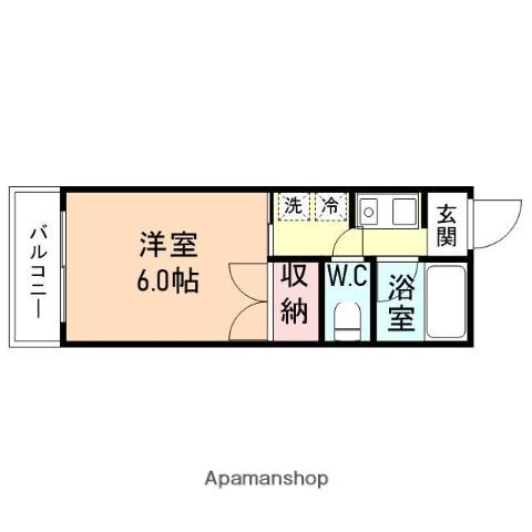 リベルテ万葉(1K/2階)の間取り写真