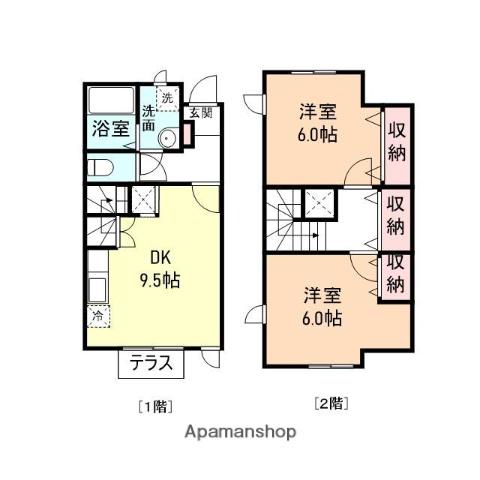 エピナール(2DK/1階)の間取り写真