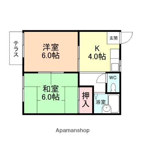 マミコーポ(2K/1階)の間取り写真