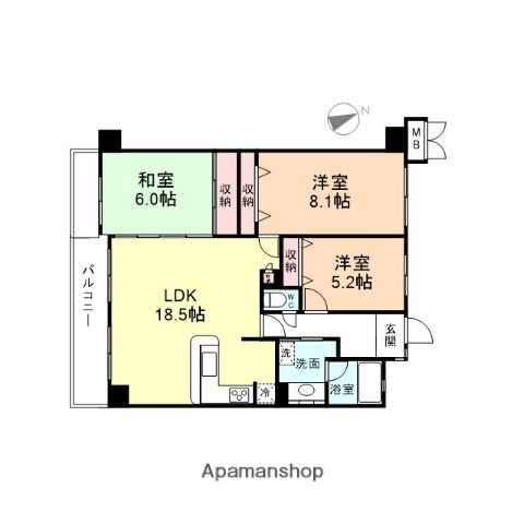 アパガーデンパレスなかしん一号館(3LDK/8階)の間取り写真